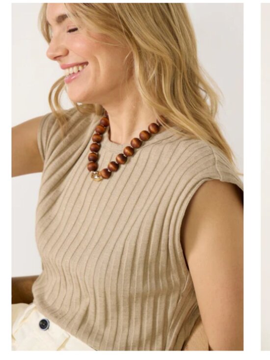 Michael Stars Tops - Michael Stars Jinny Power Shoulder Top in Tan L